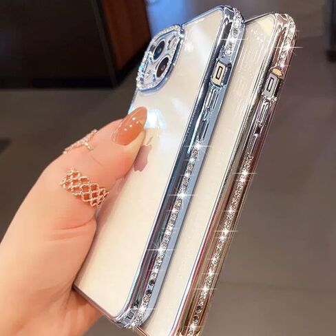 حافظة شفافة لامعة لهاتف iPhone 15، حافظة فاخرة من حجر الراين الماسي اللامع مع واقي للكاميرا، حافظة لطيفة وناعمة من مادة TPU للنساء والفتيات لهاتف iPhone 15 6.1 بوصة (وردي) in Saudi Arabia