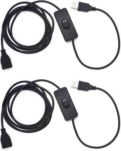 1 Pack(2PCS) 1.8M/6Feet USB Extension Cord with On/Off Power Switch,Male to Female USB Cable with On/Off Power Switch for LED Strips,Driving Recorder,USB Fan,USB Desk Lamp in Saudi Arabia