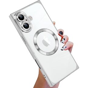 KANGHAR Case Designed for iPhone 16 Pro Max Case Magnetic Clear with Camera Lens Protector[Compatible with MagSafe] Luxury Cute Plating Design Full-Body Shockproof Protection Cover Gold