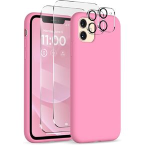 for iPhone 11 Phone Case, [2X Screen Protector + 2X Camera Protector], Liquid Silicone Ultra Slim Shockproof Protective Cover, Soft Microfiber Lining with iPhone 11 Case 6.1", Stone
