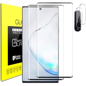 Samsung Galaxy Note 10 Tempered Glass Screen Protector with Camera Lens Protector [3D Curved] [Fingerprint unlock] Clear Full Screen Coverage Protector for Samsung Note 10 6.3 inch [2+2 Pack]