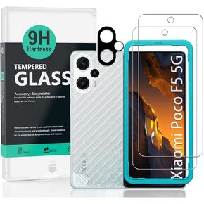 Ibywind Screen Protector for Xiaomi Poco F5 5G(6.67") 2 Pack+1 Pack Camera Len Protector+1 Back Film,9H Tempered Glass,HD,Scratch Resistant,Bubble Free,Easy Install