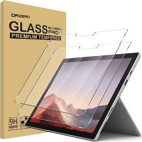 Orzero (2 Pack) Compatible for Surface Pro 7 Plus/Surface Pro 7 / Surface Pro 6 / Surface Pro 5 / Surface Pro 4 Tempered Glass Screen Protector, 2.5D Arc Edges 9H Anti-Scratch HD