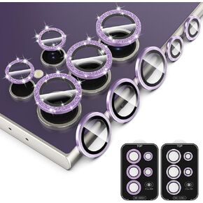 Simpeak 2Pack Camera Lens Protector Compatible with Samsung Galaxy S24 Ultra 5G 6.8" 2024, Individual 9H Tempered Glass Camera Metal Case for S24 Ultra 6.8" [Installation Tray],Shiny Purple