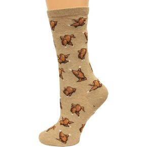 Hot Sox Thanksgiving Themed Crew Socks 1 Pair, Women's Shoe Size 4-10 / Sock size 9-11