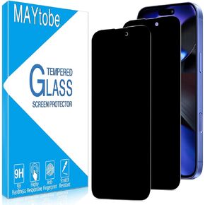MAYtobe [2-Pack Privacy Screen Protector Designed for iPhone 16 Tempered Glass, Anti Spy, No Bubbles, Anti Scratch, Easy to Install