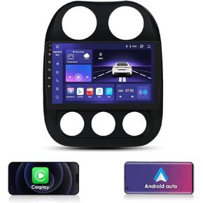 8 Core 4GB RAM Android Car Stereo for Jeep Compass Patriot 2011-2017, 10.1“ QLED Screen Bluetooth Android 12 GPS Navigator Support Weather Display with Wireless Carplay/Android Auto FM AM DSP SWC