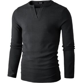 سترة رجالي من GIVON بمقاس نحيف وأكمام طويلة من مزيج ناعم ورقبة على شكل حرف Y من Henley