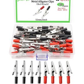 Ruibapa 100pcs Metal Alligator Clips 52mm for Household Soldering and Electrical Test Tools P-053