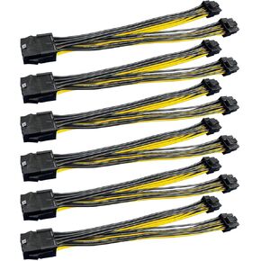 Endlesss PCIe 8 Pin to 2 X 8 Pin (6+2) PCI Express Adapter Power Cable PCIE Y - Splitter Extension Cable 9 Inches (6 Pack)