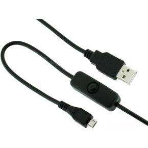 Raspberry Pi Micro USB Cable with ON/Off Switch - Easy Start/Reboot !