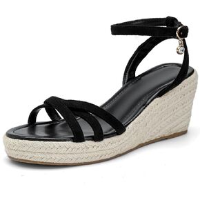 Dressy Open Toe Sandals Platform Wedge Sandals with Cushioned Insole and Ankle Strap Buckle,Strappy Espadrille Wedge Sandals for Women Comfortable Summer