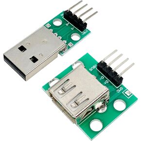 10 قطع USB2.0 ذكر وأنثى إلى لوحة محول DIP مع 4 دبابيس 2.54 مم محول الملعب لتصميم لوحة توصيل مصدر الطاقة USB DIY (5 ذكر و5 أنثى) in Kuwait