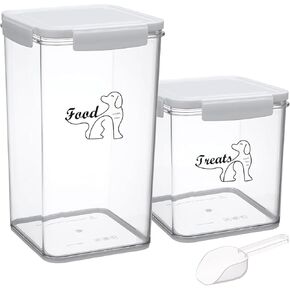 حاوية تخزين طعام الكلاب الأليفة مكونة من قطعتين|4 أرطال + 5 أرطال مجموعة حاويات طعام الكلاب|صندوق طعام شفاف للكلاب مع غطاء مزلاج|تخزين طعام القطط والكلاب|مثالية لخزانة المؤن - بلاستيك خالٍ من مادة BPA in Kuwait