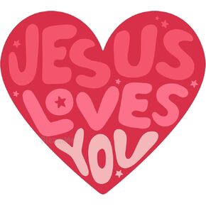 Handmade Sticker, Jesus Loves You Heart Sticker, Aesthetic Christian Decal, Waterproof, 3 inches, Faith Decoration, Durable for Years