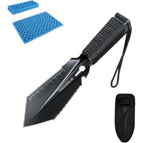 Backpacking Camping Trowel, 30Cr13 Martensitic Stainless Steel Survival Shovel, Portable Tactical Hiking Tool for Gardening, Outdoor Survival, Gifts with Camping Sitting Pad