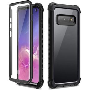 Dexnor Compatible Samsung Galaxy S10 Case 6.1 inch, Heavy Duty Protection Hard Back Defender Protector Protective Shockproof Bumper Cover Purple Pink