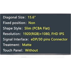 New Screen Replacement for N156HCA-EAB,eDP/30 pins Connector 1920(RGB)×1080 FHD IPS Matte LCD LED Display
