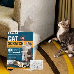 Couch Cat Scratch Protector, 10 Pcs with Storage Box, Heavy Duty Anti-Scratch Cat Furniture Protector, Upgraded Cat Couch Protector Self-Adhesive Cat Tape (10 Pack + 50 Twist Pins + Pin Storage Box)
