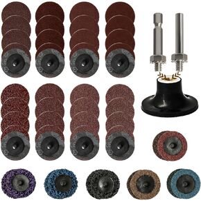HOMEIDOL 60Pcs 2 inch and 3 inch Roll Lock Quick Change Discs Set, Sanding Discs with 1/4" Holder, for Die Grinder Surface Prep Strip Grind Polish Finish Burr Rust Paint Removal