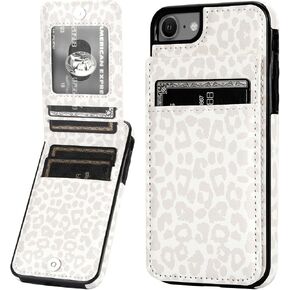 Vaburs Compatible with iPhone SE iPhone 8 iPhone 7 Case Wallet with Credit Card Holder, Black Leopard Cheetah Pattern Flip Premium PU Leather Magnetic Closure Shockproof Protective Cover 4.7" in Saudi Arabia