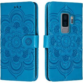 for Samsung Galaxy S9+ S9 Plus Case Wallet with Card Holder Kickstand Magnetic Soft Leather Flip Fold Case for Samsung S9+ S9 Plus Cover (Blue)