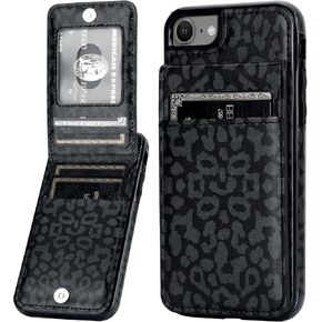 Vaburs Compatible with iPhone SE iPhone 8 iPhone 7 Case Wallet with Credit Card Holder, White Leopard Cheetah Pattern Flip Premium PU Leather Magnetic Closure Shockproof Protective Cover 4.7" in Saudi Arabia