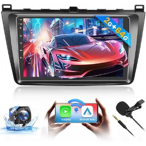 [2+64G] Ohradio Android 13 Car Stereo for Mazda 6 2007-2012, Wireless CarPlay Radio Android Auto, 9'' Touch Screen Car Radio GPS Navigation Mirror Link WiFi Backup Camera Bluetooth DSP