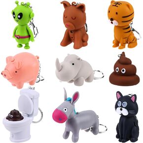 9PCS Nurse Flashlight Pediatric Nurse Flashlight Keychain Animal Flashlight Puppy KeychainTiger,Cat,Alien,Rhino,Toilet,Poop Eyes,Pig,Donkey Flashlight Keychain Pen Light For Nurse Badge Reel