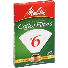 Melitta Cone Coffee Filters White No. 6 40 Count