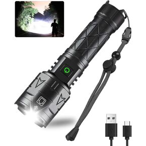 Rechargeable Flashlights High Lumens, Super Bright Flashlight 100000 Lumens, Powerful Tactical Flashlights, 5 Modes, Zoomable, IPX5 Waterproof, Handheld XHP160 LED Flashlight for Emergency Camping