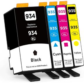 934XL & 935XL Ink Cartridges Replacement for HP 934 935 XL | Compatible with Officejet Pro 6830 6230 6835 6812 6815 6820 6220 6800 (Black/Cyan/Magenta/Yellow)