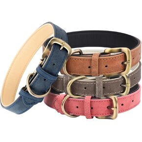 Classic Leather Dog Collar for Small Medium Large Dogs Padded Soft and Strong Adjustable Pet Collars Heavy Duty Dog Collar