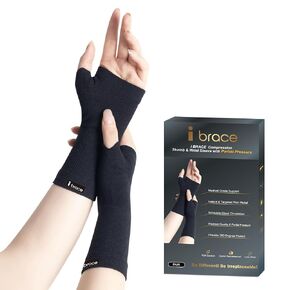 Partial Zone Compression Wrist Sleeve for Carpal Tunnel with thumb support, Reversible Splint for Typing, Gardening, Golf, Yoga, Tennis, Wrist Support Brace for Men & Women-PAIR (Small)
