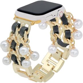 LuReen Watch Band Compatible with Apple Watch Band 38mm 40mm 41mm 42mm 44mm 45mm 46mm 49mm, Adjustable Metal Strap Cowboy Chain Bracelet with Cute Charms for iWatch Ultra SE Series 10 9 8 7 6 5 4 3 2 1