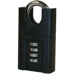 FJM Security SX-874 4-Dial Long Shackle Combination Padlock With Black Finish