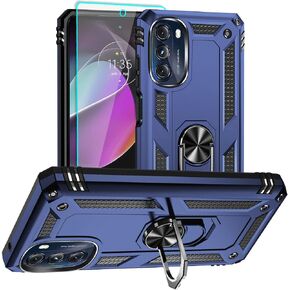 for Moto G 5G 2022 Case, Motorola Moto G 5G Case with HD Screen Protector, [Military Grade 16ft. Drop Tested] Ring Shockproof Protective Phone Case for Motorola G 5G 2022,Blue