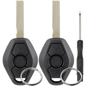 for BMW 3 5 6 7 8 Series Remote Key Fob Fits for BMW 325 330 318 525 530 540 E38 E39 E46 M5 X3 X5 Remote Control Key FCCID LX8FZV P/N 6955750 EWS Remote Key with Key Ring and Screwdriver(2PCS)
