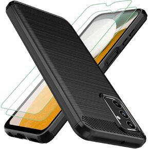 Osophter for Samsung Galaxy A15 5G Case: with 2pcs Screen Protector Shock-Absorption Flexible TPU Rubber Protective Cover for Samsung A15 5G Phone Case(Black)