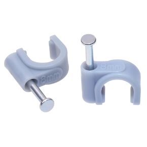 Mini Skater 8mm Diameter Circle Ethernet Nylon Wire Cable Clips Clamps with Steel Nail, 100pcs/Pack (8mm,Grey)