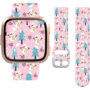 Watbro Christmas Watch Band Compatible with Fitbit Versa/Fitbit Versa 2/Fitbit Versa Lite/Versa SE Bands Women,Silicone Replacement Band for Versa/Versa 2/Versa Lite/Versa SE Smart Watch
