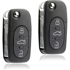 Car Flip Key Fob Keyless Entry Remote fits 2002 2003 2004 Audi A4 A6 A8 Allroad Cabriolet RS6 S4 S6 S8 TT Quattro (MYT8Z0837231), Set of 2