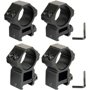 حلقات نطاق TACFUN مقاس 1 بوصة (25.4 مم) لسكة Picatinny (قطعتان عاليتا المستوى + قطعتان منخفضتان - حزمة من 4)