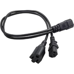 2ft C14 to C13+NEMA 5-15R Y Splitter Extension Power Cable Plug Cord