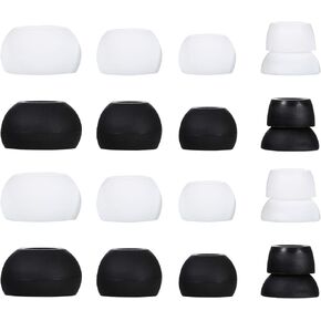 16 Pieces Silicon Replacement Eartips Earbuds Eargels for Powerbeats 1, Powerbeats 2, Powerbeats 3 Wireless Stereo Earphones, 4 Pairs Black & 4 Pairs White (Black & White)