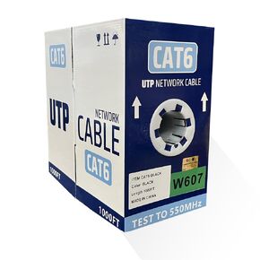 ENS Cat6 Ethernet Cable 1000ft - 23 AWG, CMR, Solid Bare Copper Wire, Noise-Reducing Cross Separator, 550MHZ / 10 Gigabit Speed UTP LAN Cable, ETL Listed (Black)