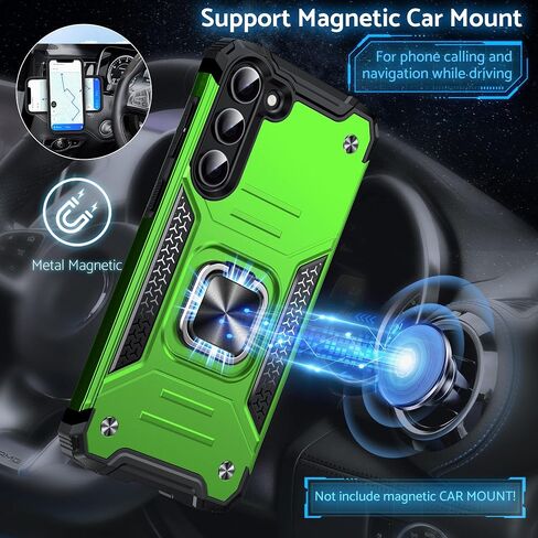 حافظة DASFOND Galaxy S23، غطاء هاتف واقٍ مقاوم للصدمات من الدرجة العسكرية مع مسند حلقة معدنية معززة [يدعم حامل مغناطيسي] متوافق مع هاتف Samsung Galaxy S23، أخضر عشبي in Kuwait
