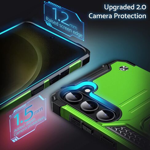 حافظة DASFOND Galaxy S23، غطاء هاتف واقٍ مقاوم للصدمات من الدرجة العسكرية مع مسند حلقة معدنية معززة [يدعم حامل مغناطيسي] متوافق مع هاتف Samsung Galaxy S23، أخضر عشبي in Kuwait