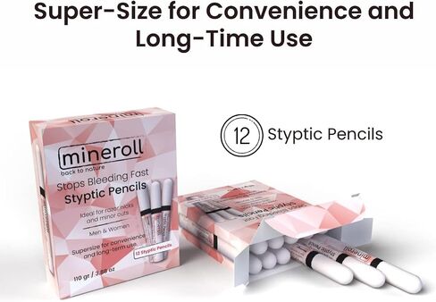 Styptic Pencils Shave Accessories (12 Pencils) Stops Bleeding Fast for Shaving Nicks, Razor Cuts for Men & Women - Sanitary and Great for Barbers or Personal in Saudi Arabia
