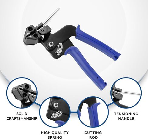 Metal Tie Wrap Gun Kit,Metal Zip Ties Tool, Stainless Steel Cable Tie Gun, Duty Outdoor Adjustable Fastening Cutting Tie Tool with 100pcs 4.6 * 300mm Self-Locking Metal Zip Ties in Saudi Arabia